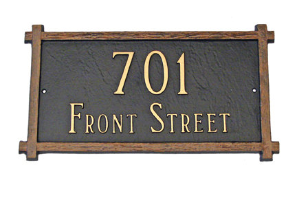 2-Line Lawn Address Sign, Black/Gold