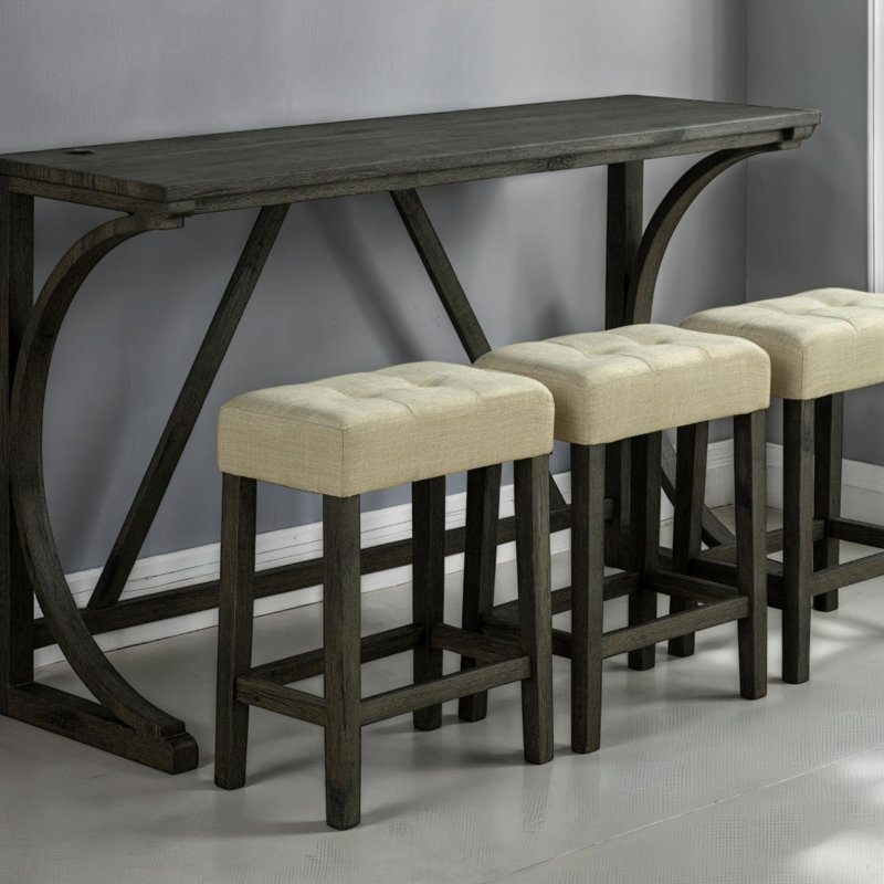 Ensemble de salle à manger 4 pièces fonctionnel et unique avec ports USB, comprenant une table élégante et trois tabourets capitonnés pour les cuisines modernes