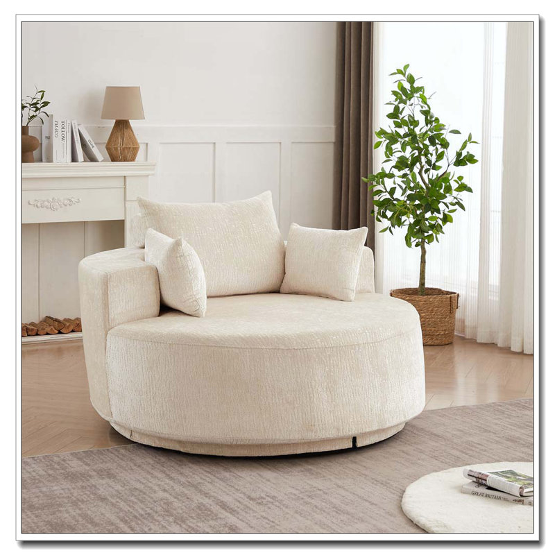 Chaise pivotante 55 po en chenille simple L, Beige