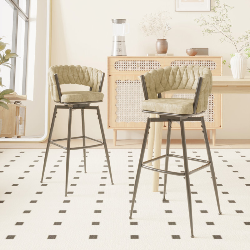 Tabouret de comptoir Aaronda, Siège blanc / cadre doré, Tabouret de comptoir (siège d'une hauteur de 23,2, 2