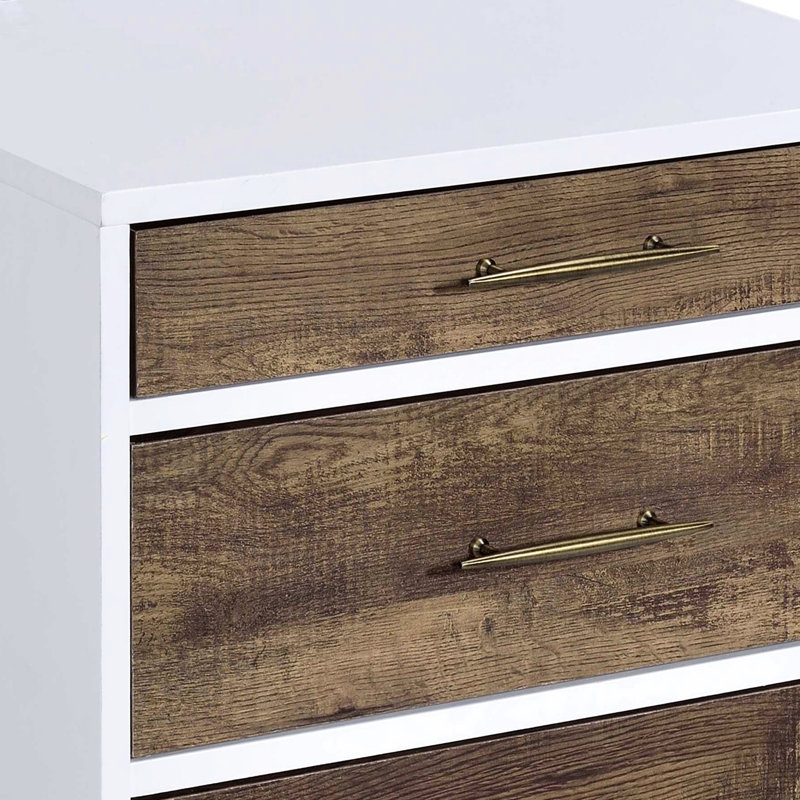 Contemporary 3 Table In White And Weathered Oak - Bedroom Living Room Essential Accent Enhance Your Area