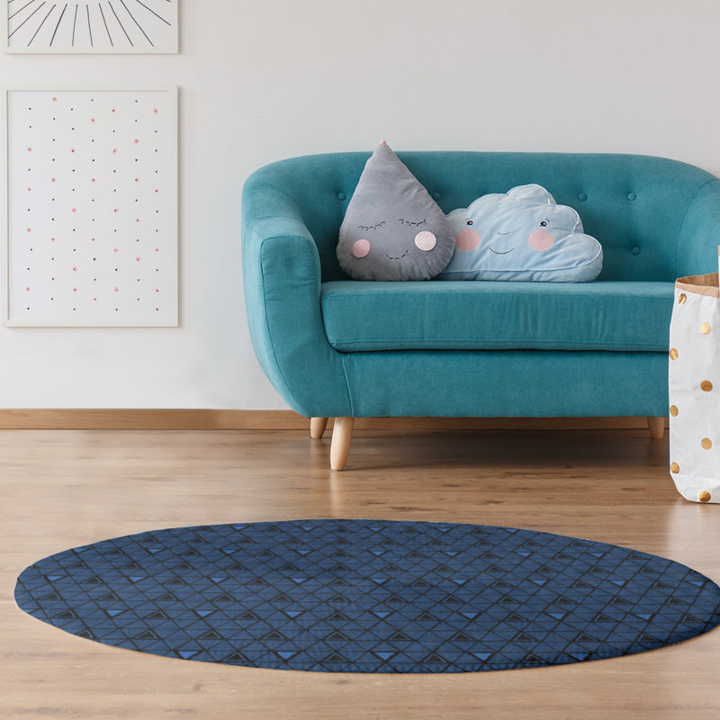 Chenille Geometric Indoor Rug, Round 5'