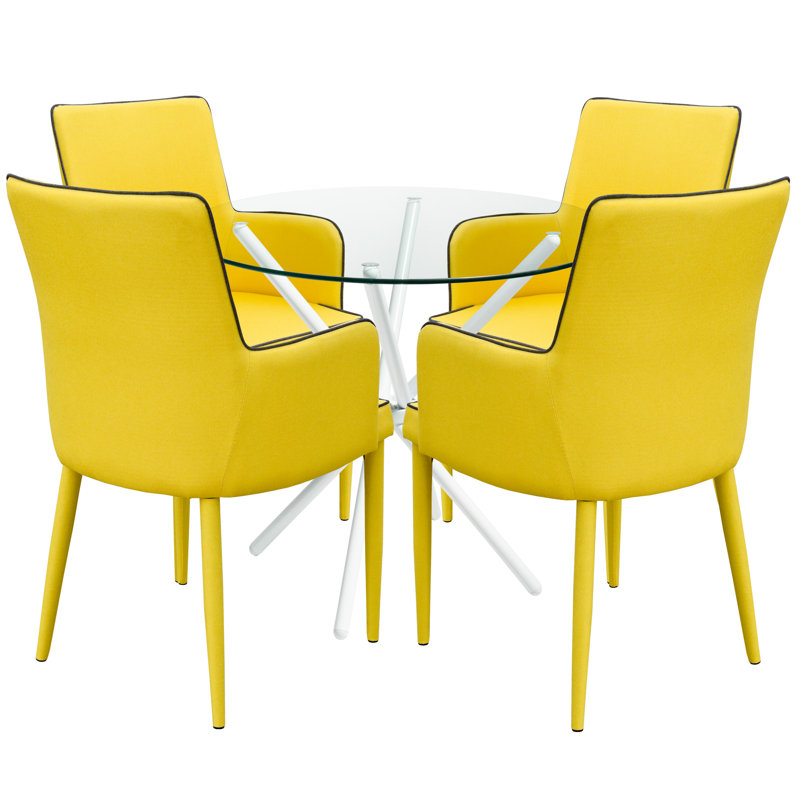 4 - Person Dining Set, Yellow, Black