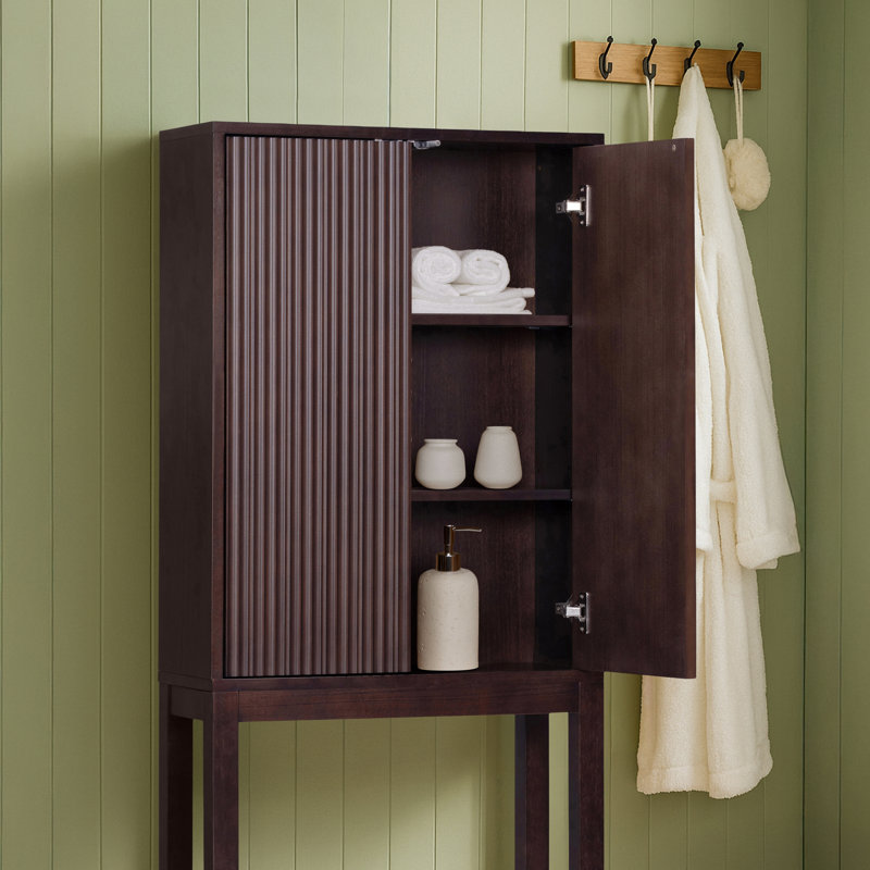 2 Door Over-Toilet Storage Cabinet With Sturdy Shelves for Bathroom Organization, Espresso