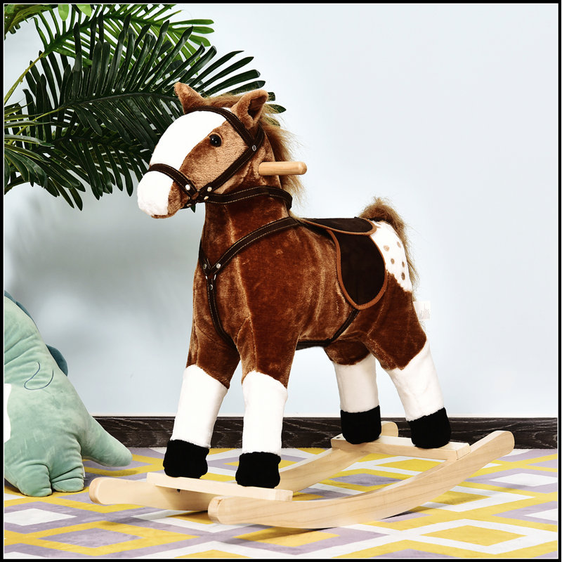 Cheval à bascule en peluche avec sons réalistes pour les tout-petits de Qaba