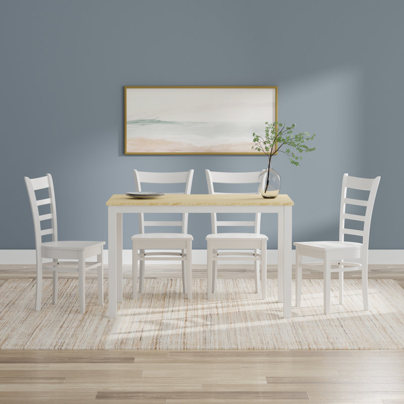 Ensemble repas pour 6 personnes Marjona, Blanc, Naturel / Blanc, Ensemble repas 5 pièces