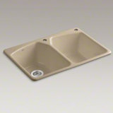 Tanager 33" x 22" x 9-5/8" Top-Mount Double-Equal Bowl Kitchen Sink with Two Holes: 1 Faucet Hole