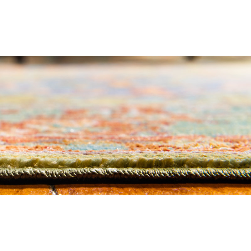 Tapis ikat vert / jaune / rouge Glasser, Rectangle 8 pi x 10 pi