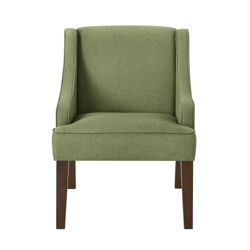 Chaise d'appoint Mid-Century moderne en lin vert lime avec pieds en bois