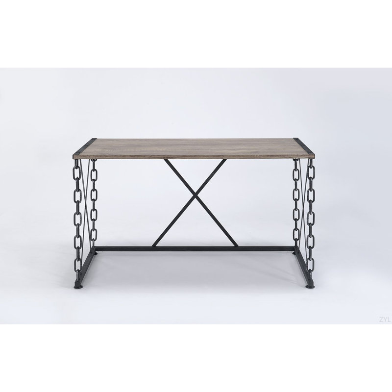 Rustic Oak & Antique Black Finish Console Table