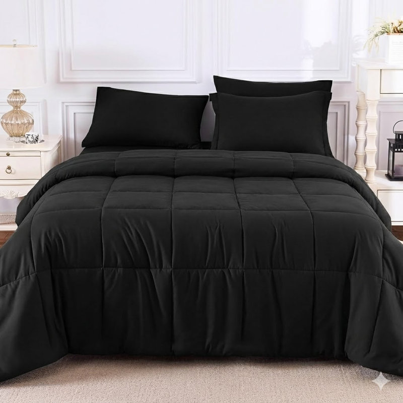 5 Piece King Size Comforter Set Grey - Soft Bed in a Bag with Sheets & Pillowcases, King Comforter + 4 Additional Pieces