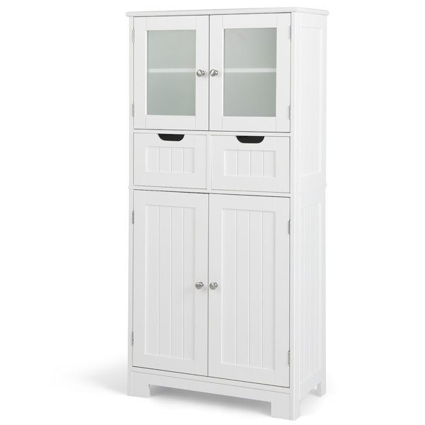 Freestanding Bathroom Storage Cabinet with 2 Drawers & Adjustable Shelf,  White, 1 Unit - Fry's Food Stores