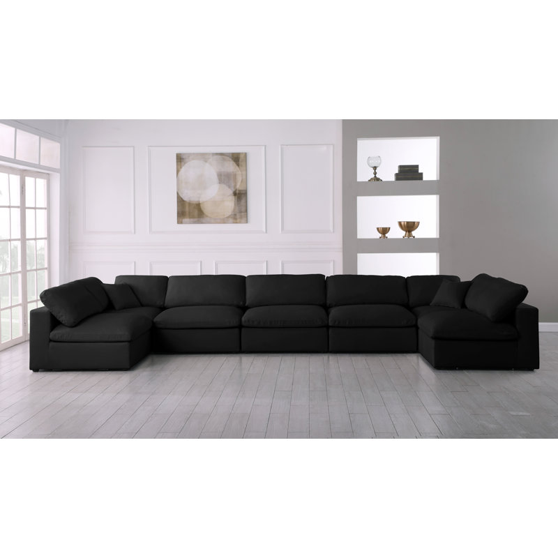 Jocqua Velvet U-Shaped Sectional Reversible, Black Velvet