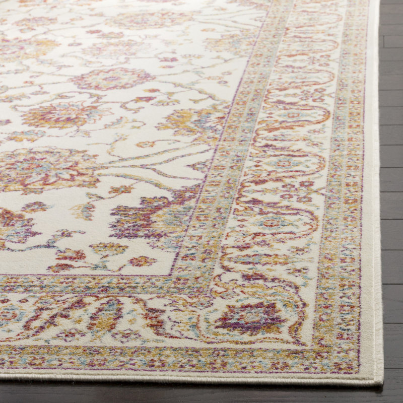 Tapis oriental en viscose blanc / brun Enlow Sevilla, Rectangle 4 pi x 5 pi 7 po