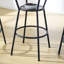 Table de bar ronde antique et tabourets rembourrés, 63 cm de profondeur x 63 cm de largeur, pour tabourets de salon, finition marron rustique, matériaux principaux : métal et bois, pour salle à manger