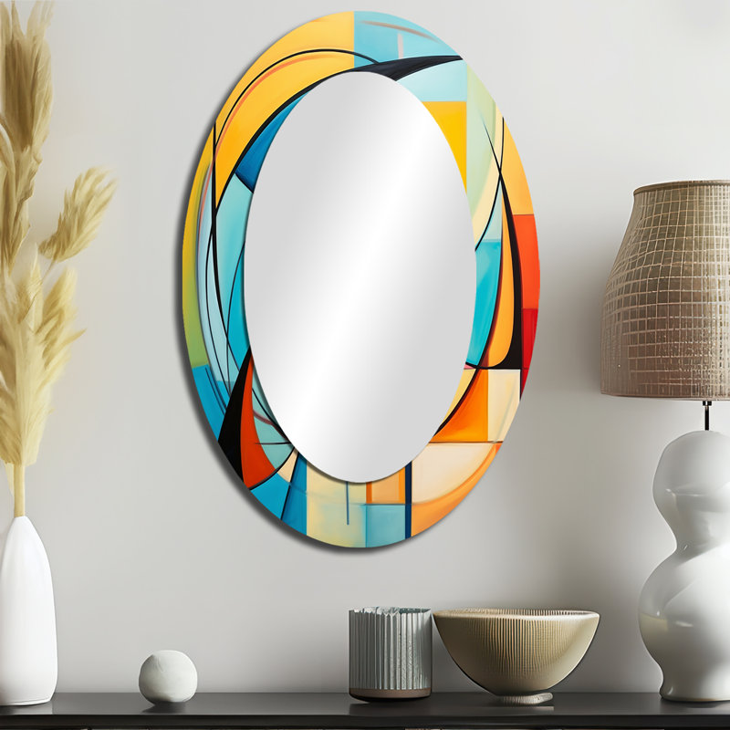 Coloré 0 Mid Century Abstract Essence I - Miroir mural multicolore, 36 po x 24 po