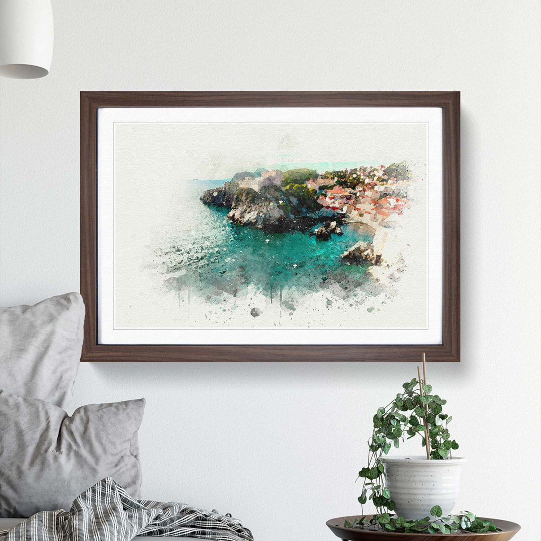 Walls of Dubrovnik in Croatia in Abstract - Framed Print