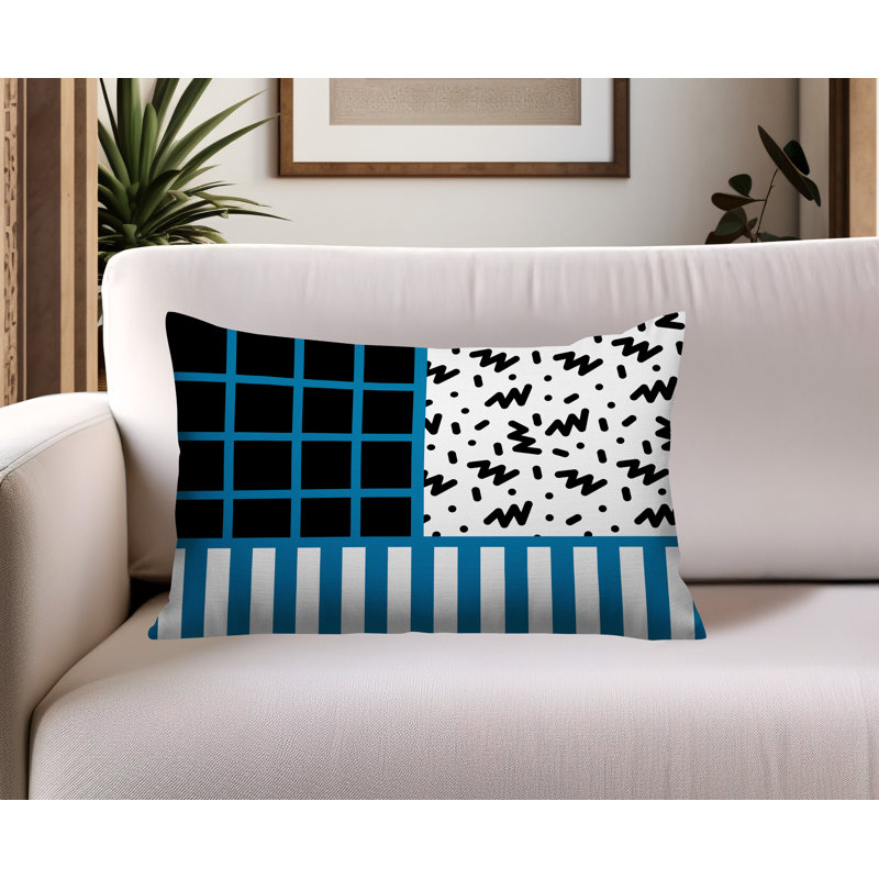 Oreiller rectangulaire réversible intérieur / extérieur Froza, Rectangulaire H 14 po x l 20 po, Turquoise