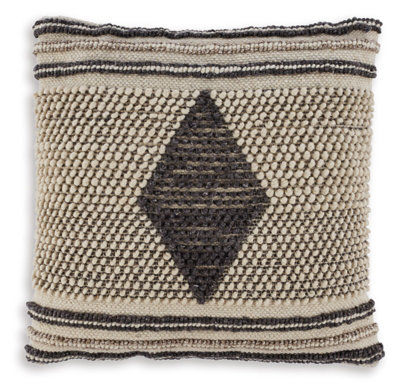 Handwoven Boho Diamond Pattern Cotton Wool Throw Pillow, 20 x 20 Inches