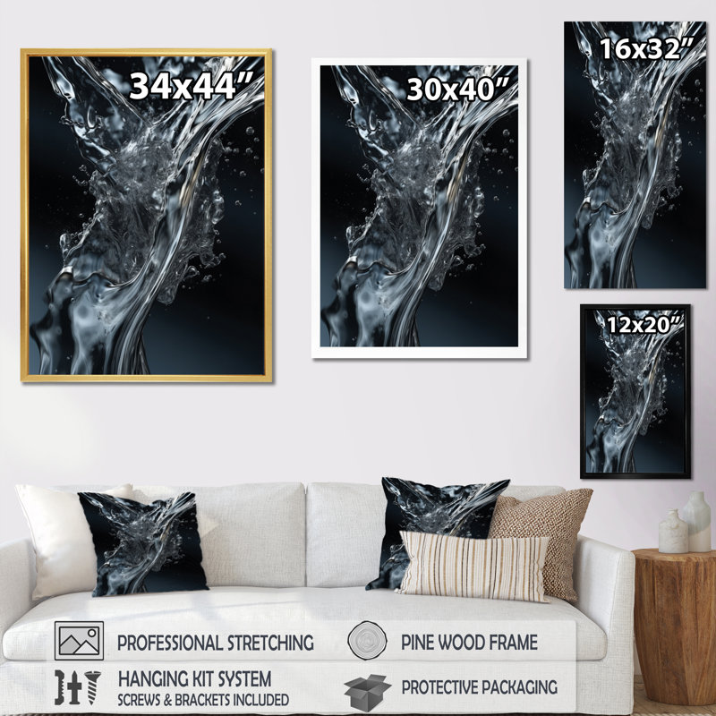 Bleu et noir Waveform Dreams II - impression, Cadre photo noir simple, H 20 po x l 12 po x P 1 po
