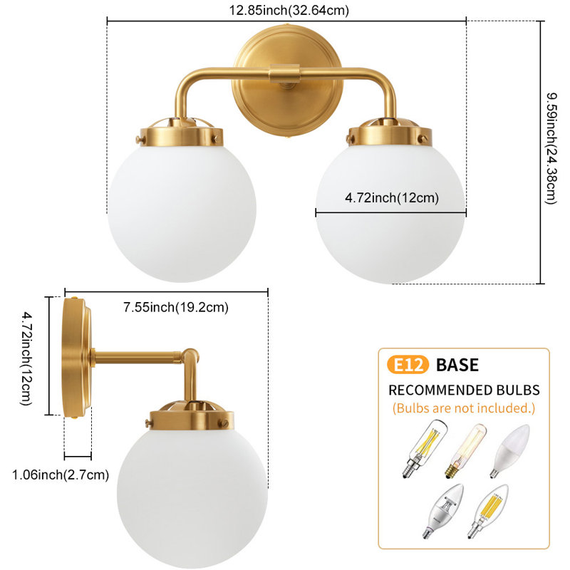Jaxon Dimmable Vanity Light, Bulbs not Included, Gold, 2