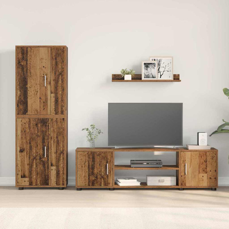 4 Piece TV Cabinet Set 4 Pcs Engineered Wood, Old Wood