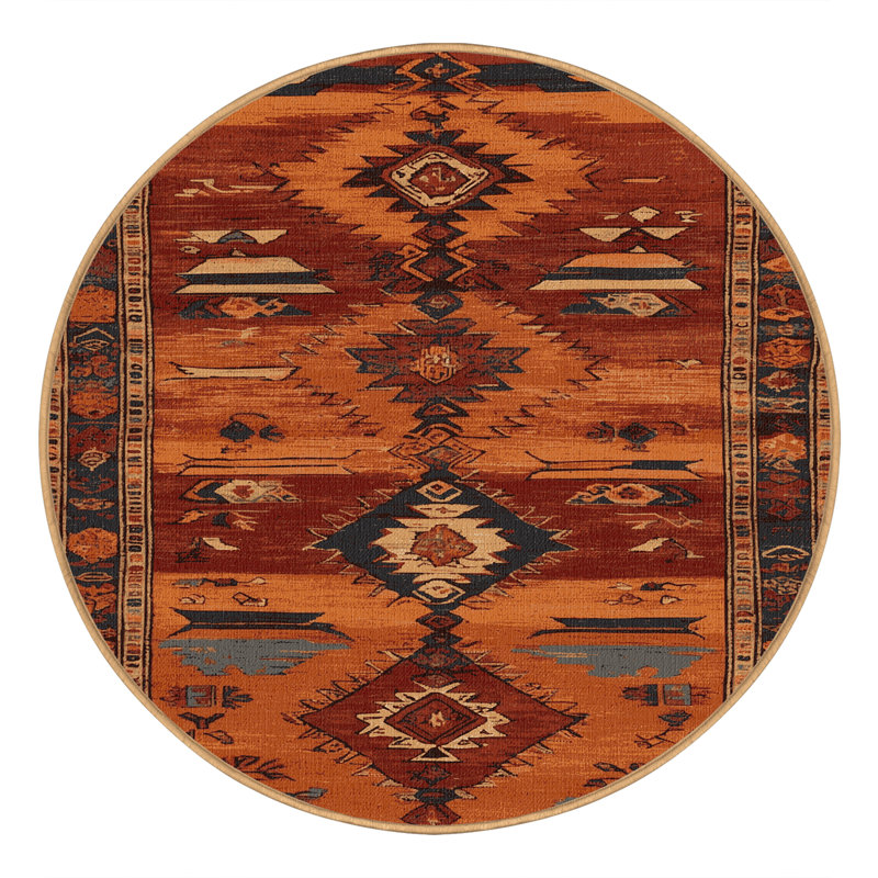 Machine Washable Turkish Brown Area Rug, Round 3'