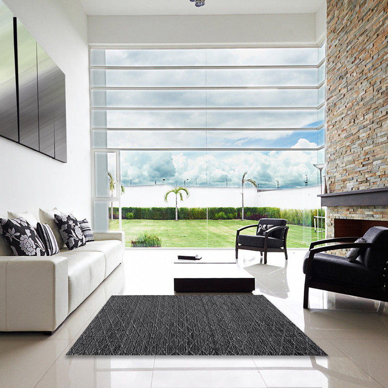 Tapis géométrique gris, Carré 8 pi