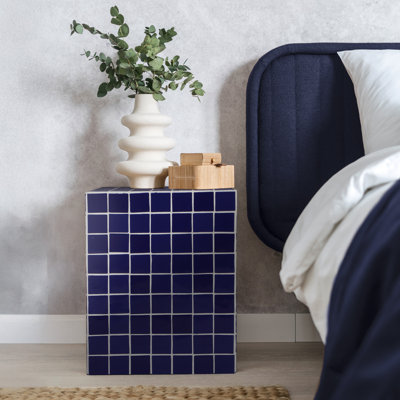 Callista 18" Modern Bohemian Ceramic Tiled Rectangle End Table