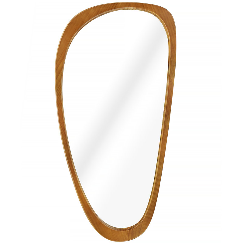 Asymmetrical Wall Mirror - Solid Wood Accent Mirror Sculptural Boho 48"L x 24"W