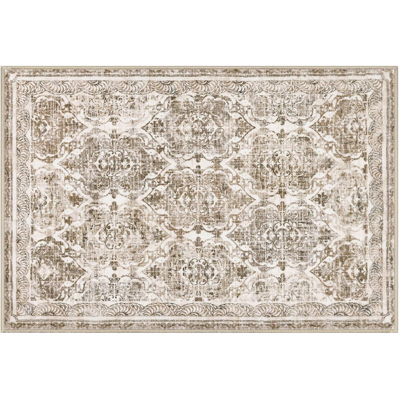 Tapis de couloir lavable à la machine, antidérapant, Multi-brown, Rectangle 2' x 3'