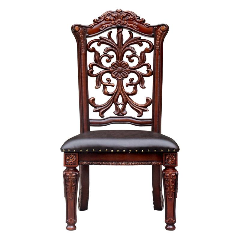 Chaise d'appoint avec garniture cloutée (ensemble de 2), Cerisier