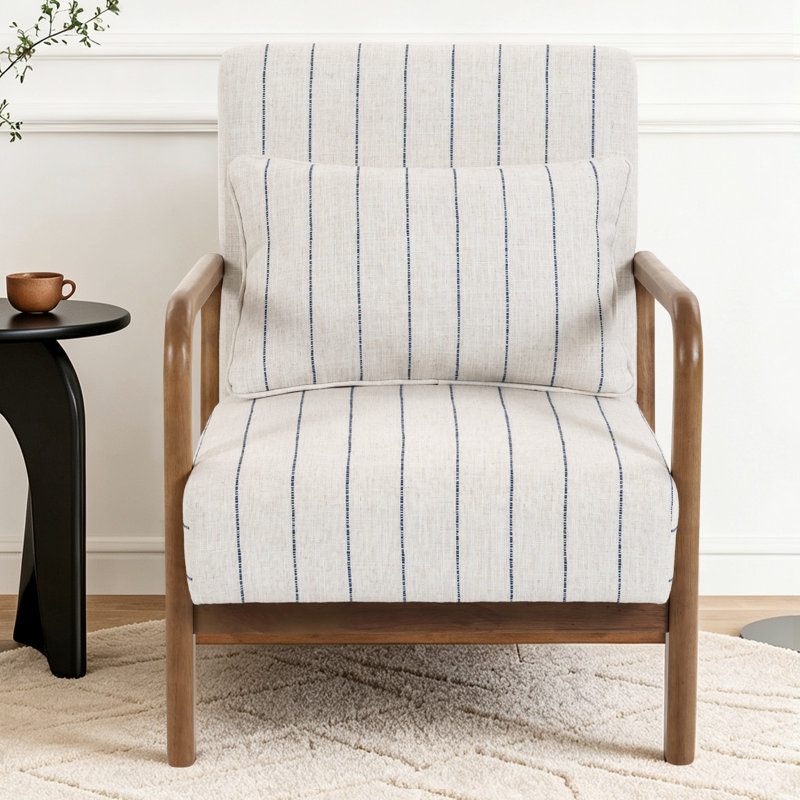 Chaise d'appoint moderne avec accoudoirs courbés et coussin lombaire, Bleu très foncé