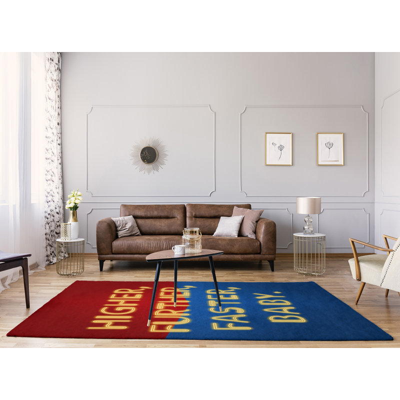 Tapis en chenille en polyester Quotes, Rectangle 5 pi x 7 pi