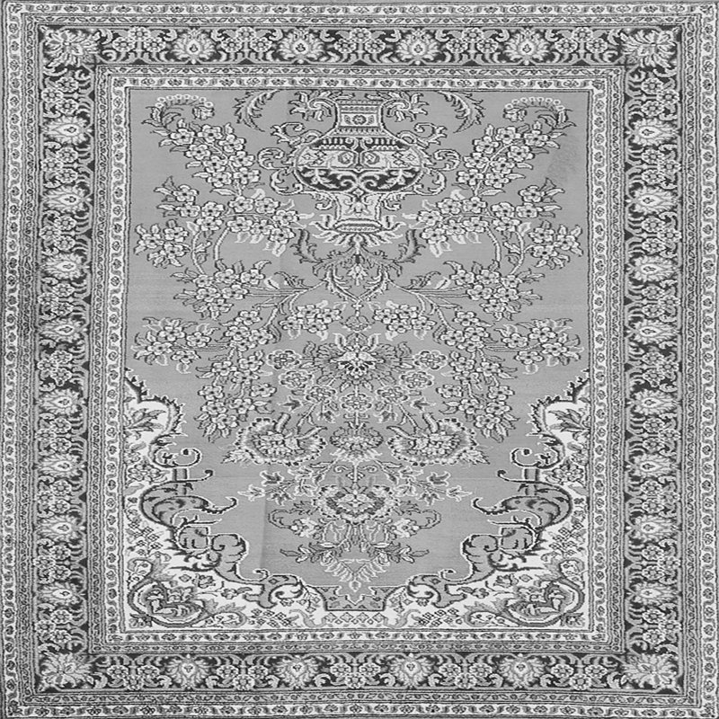 Tapis gris / noir / blanc en chenille tissé à la machine Madlena, Carré de 6 pi