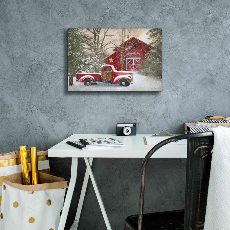 The Holiday Aisle® «Isolé grange avec camion» par Lori Deiter, H 12 po x l 18 po x P 0,75 po