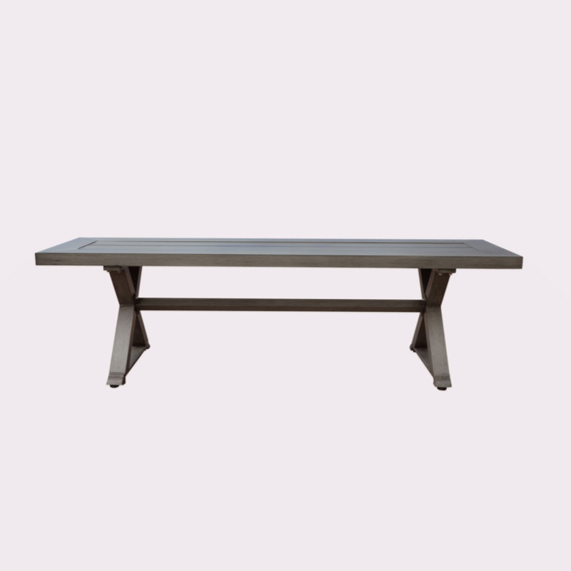 Modern Outdoor Aluminum Dining Bench, Dark Gray