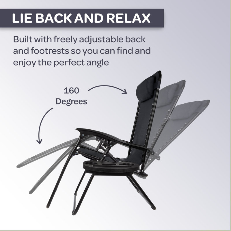 Cadisha 2-pieces Zero Gravity Chairs, Black