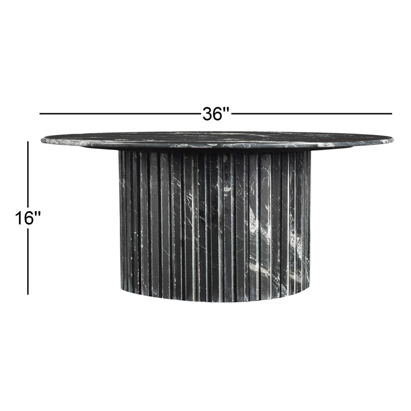 Genoa Tokay Pedestal Coffee Table, Black Marble