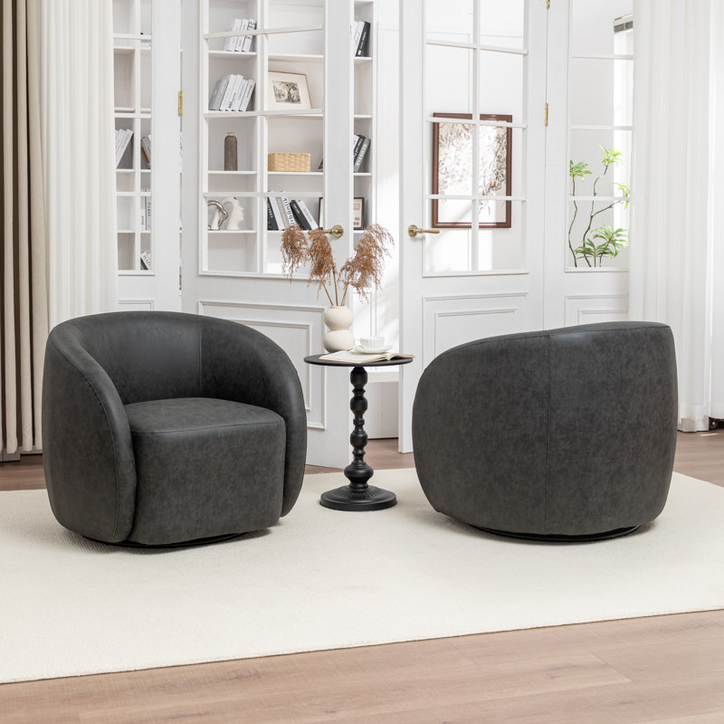 Fauteuil demi-tonneau pivotant Katherline, Noir