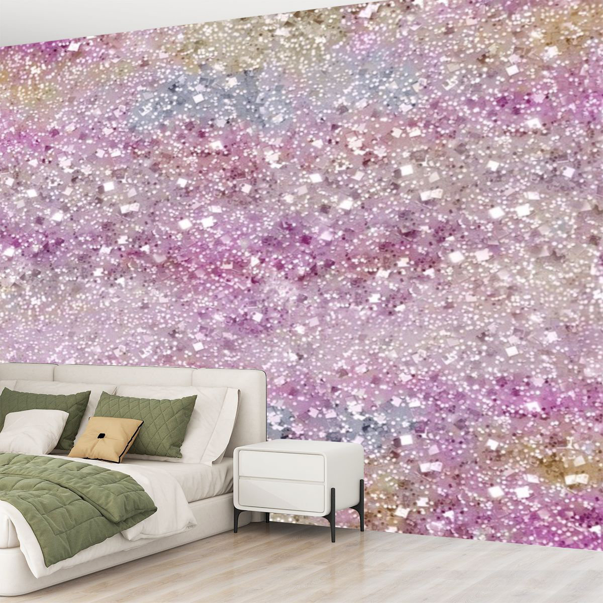 Holographic iridescent rainbow color glitter textured Wall Art