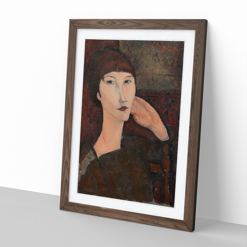 Adrienne by Amedeo Modigliani - Picture Frame Painting, Walnut, 36cm H x 27cm W x 2cm D