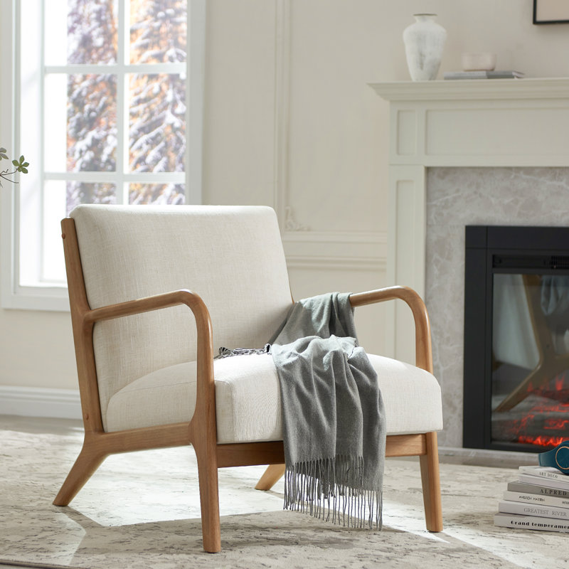 Jenasys Upholstered Accent Chair, Beige Linen