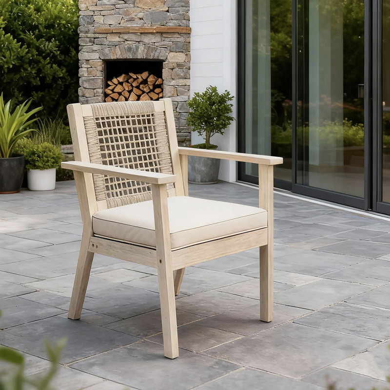 Ensemble de 2 chaises de patio en acacia avec coussins