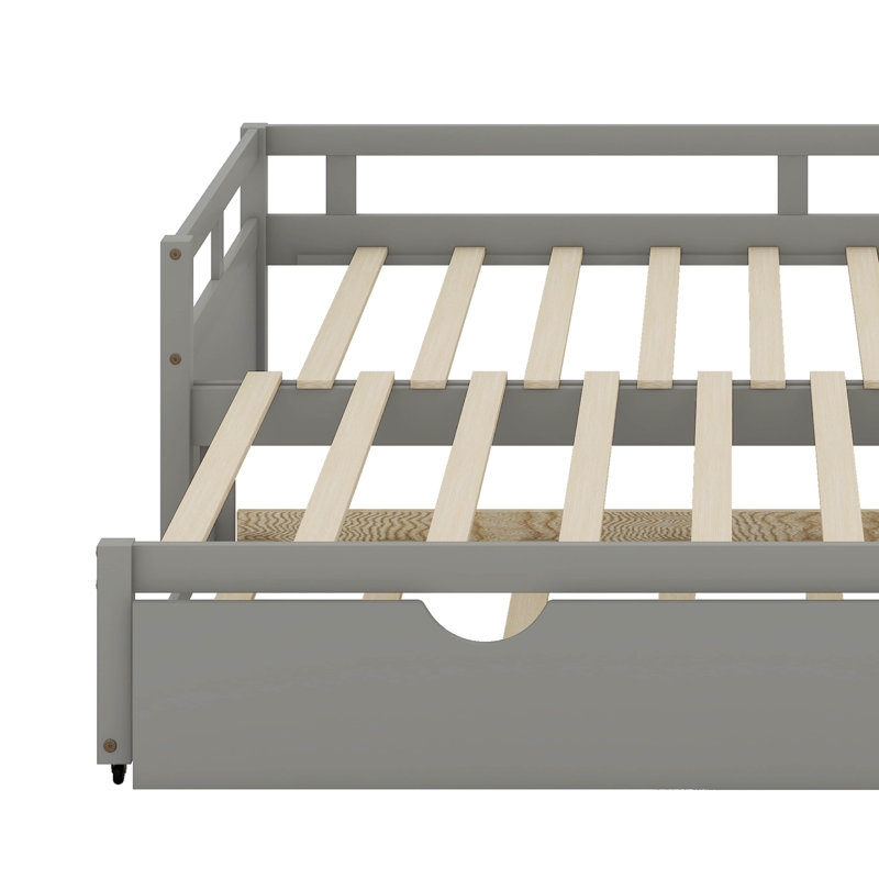Wooden Daybed With Trundle,Extending Daybed With Trundle, Gray