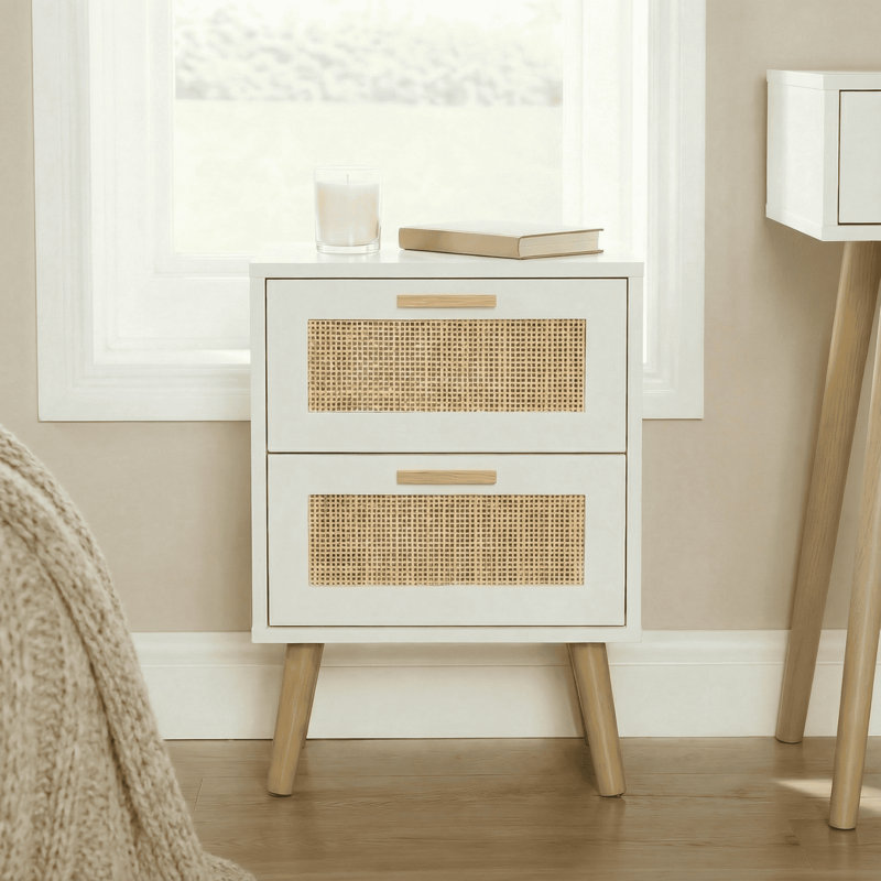 Anelise 40cm W Manufactured Wood Bedside Table, White