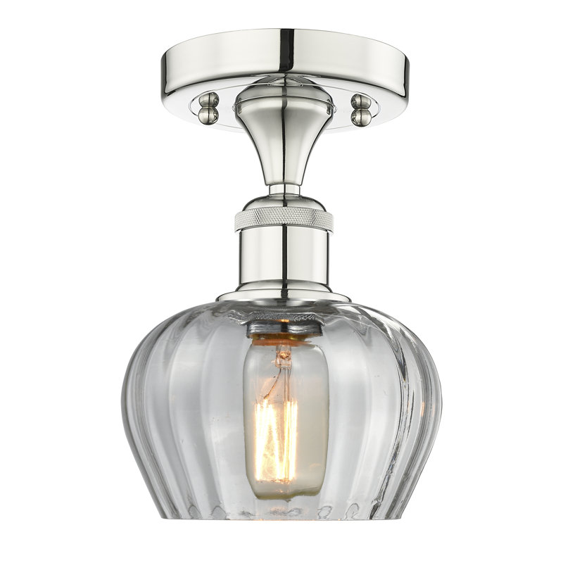 Hayons Glass Semi Flush Mount, Polished Nickel, Clear