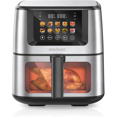 Seedeem Max Xl Air Fryer, 8 Quart, 10-In-1 Hot Air Fryer Oven With Color Lcd Display Touchscreen, Air Fryer Toaster Oven Combo With Clearcook Cooking Window,Broil, Roast, Dehydrate, Bake