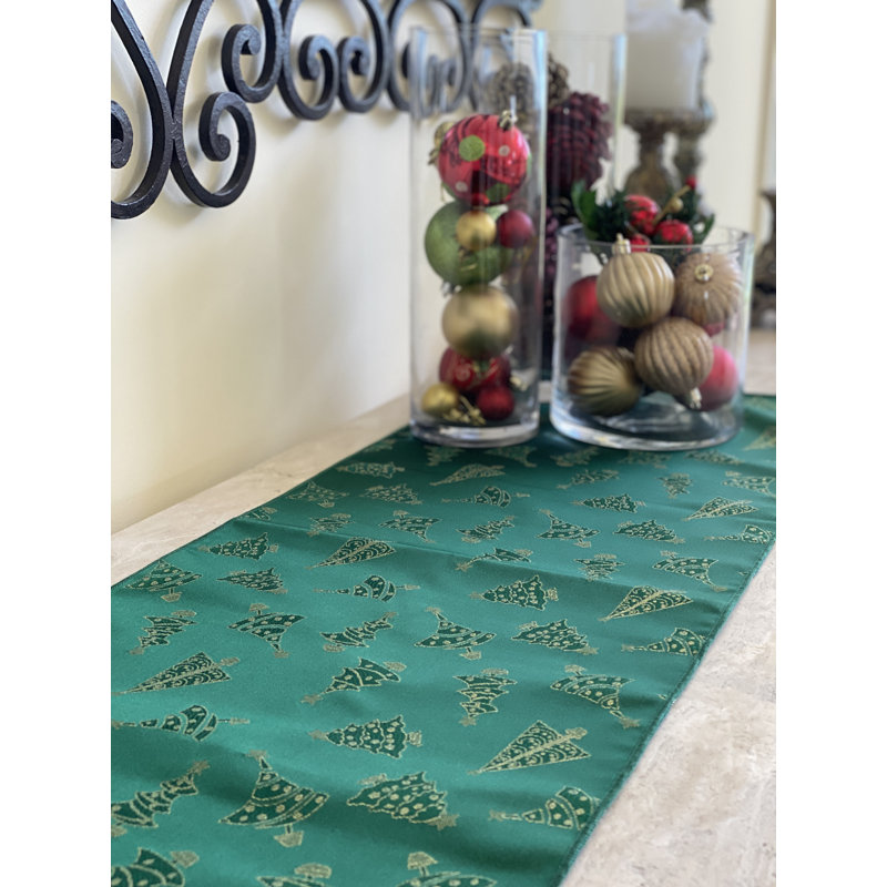 Campden Floral Christmas Table Runner, 90" L x 12" W, Green