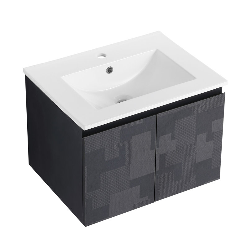 24" Floating Wall-Mounted Bathroom Vanity With Ceramics Sink And Soft-Close Cabinet Door